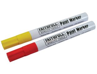 Faithfull Paint Marker Pen Yellow & Red (Pack 2) FAIPMYELRED