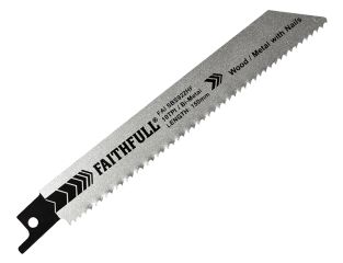 Faithfull S922HF Bi-Metal Sabre Saw Blade Demolition 150mm 10 TPI (Pack 5) FAISBS922HF