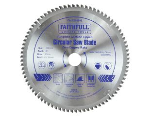 Faithfull TCT Circular Saw Blade Zero Degree 250 x 30mm x 80T FAIZ25080Z