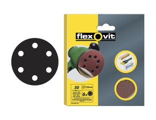 Flexovit Hook & Loop Sanding Discs 150mm Coarse 50G (Pack 6) FLV26394