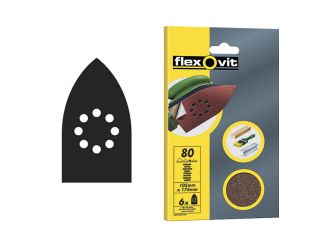 Flexovit Detail Hook & Loop Sanding Sheets 105x175mm Coarse 50G (Pack 6) FLV26402