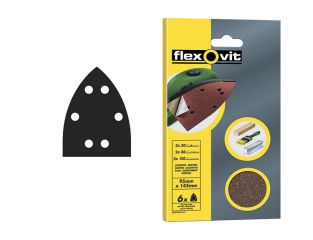 Flexovit Detail Hook & Loop Sanding Sheets 95x145mm Coarse 50G (Pack 6) FLV26407