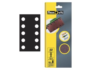 Flexovit 1/2 Sanding Sheets Perforated Coarse 50 Grit (Pack 10) FLV26498