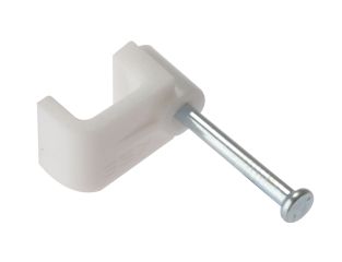 ForgeFix Cable Clip Flat White 1.00mm Box 100 FORFCC1W