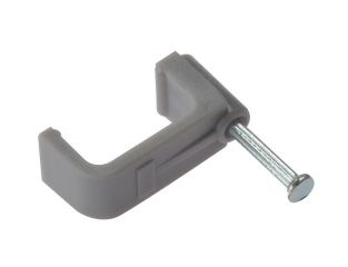 ForgeFix Cable Clip Flat Grey 10.00mm Box 100 FORFCC10G