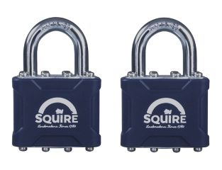 Squire 35T Stronglock Card (2) Padlocks 38mm Open Shackle Keyed HSQ35T