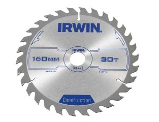 IRWIN® Construction Circular Saw Blade 160 x 20mm x 30T ATB IRW1897192