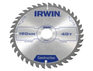 IRWIN® Construction Circular Saw Blade 190 x 30mm x 40T ATB IRW1897200