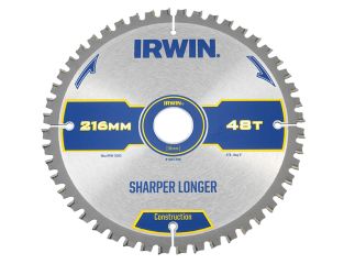 IRWIN® Construction Mitre Circular Saw Blade 216 x 30mm x 48T ATB/Neg IRW1897396