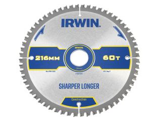 IRWIN® Construction Mitre Circular Saw Blade 216 x 30mm x 60T ATB/Neg IRW1897397