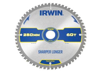 IRWIN® Construction Mitre Circular Saw Blade 250 x 30mm x 60T ATB/Neg IRW1897426