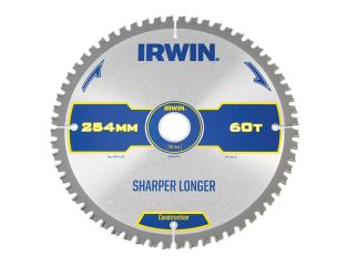 IRWIN® Construction Mitre Circular Saw Blade 254 x 30mm x 60T ATB/Neg IRW1897429