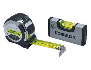 Komelon PowerBlade™ II Pocket Tape 5m (Width 27mm) (Metric only) with Mini Level KOM516TLVPK