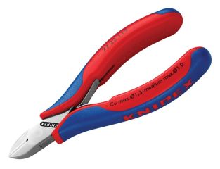 Knipex Electronic Diagonal Cut Pliers - Round Non-Bevelled 115mm KPX7722115