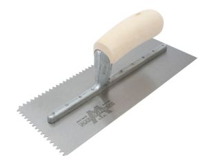 Marshalltown M701S Notched Trowel V 3/16in Wooden Handle 11 x 4.1/2in M/T701S
