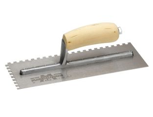 Marshalltown M702S Notched Trowel Square 1/4in Wooden Handle 11 x 4.1/2in M/T702S