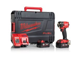 Milwaukee M18 Fuel 18v 3/8" Compact Impact Wrench W/Friction Ring with 2 x 5ah Battery & Charger