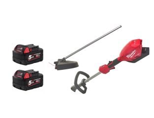 Milwaukee M18 Fuel Outdoor Power Head with QUIK-LOK and Line Attachment with 2 x 5ah Batteries
