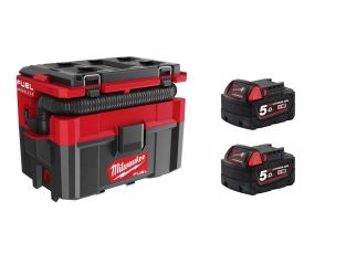 Milwaukee M18 FPOVCL-0 FUEL™ PACKOUT™ Wet & Dry Vacuum 18V 4933478187 with 2 x 5ah Batteries