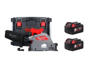 Milwaukee M18 Fuel Brushless 165mm Plunge Saw in Packout Case with 2 x 5ah Batteries