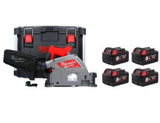 Milwaukee M18 Fuel Brushless 165mm Plunge Saw in Packout Case with 4 x 5ah Batteries
