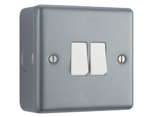 Masterplug Metal Clad 2-Way 2-Gang Light Switch MSTMC542