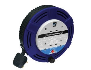 Masterplug Cassette Cable Reel 240V 13A 4-Socket Thermal Cut-Out Blue 8m MSTMCT08134R