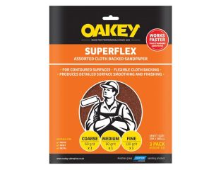Oakey Superflex Cloth Backed Aluminium Oxide Sheets 230 x 280mm Assorted (3) OAK26734