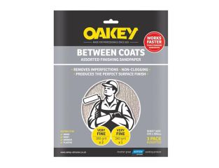 Oakey Between Coats Finishing Sandpaper 230 x 280mm Assorted (3) OAK58625