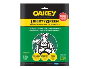 Oakey Liberty Green Aluminium Oxide Sheets 230 x 280mm Assorted (3) OAK84727