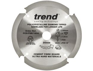 Trend Diamond Fibre Cement Sawblade 160x4Tx20mm PCD/FSB/1604