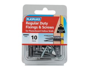 Plasplugs Regular-Duty Fixings & Screws Pack of 10 PLAHWRS010