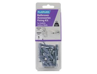 Plasplugs Bathroom Accessories Fixing Kit for Solid & Hollow Walls PLAKBR112