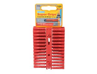 Plasplugs SRP 502 Solid Wall Super Grips™ Fixings Red (100) PLASRP502