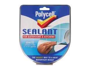 Polycell Sealant Strip Kitchen / Bathroom White 22mm PLCSSBKWH22