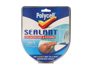 Polycell Sealant Strip Kitchen / Bathroom White 41mm PLCSSBKWH41