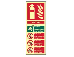Scan Fire Extinguisher Composite Water - Photoluminescent 75 x 200mm SCA1590