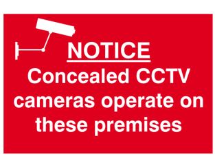 Scan Notice Concealed CCTV Cameras Operate On These Premises - PVC 300 x 200mm SCA1607