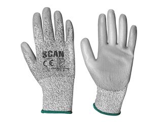 Scan Grey PU Coated Cut 3 Gloves - M (Size 8) SCAGLOCUT3M