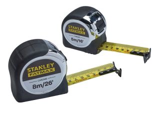 STANLEY FatMax Chrome Pocket Tapes 5m/16ft & 8m/26ft (Twin Pack) STA043041