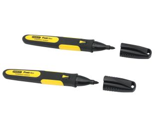 Stanley Tools Fine Tip Marker Black (Pack 2) STA047312