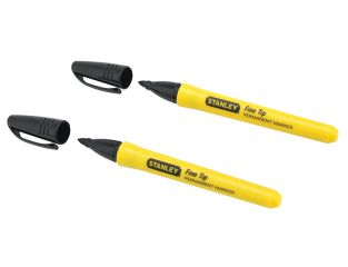 Stanley Tools Fine Tip Permanent Marker Black (Pack 2) STA047316