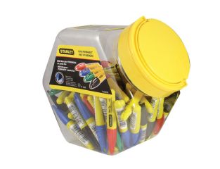 Stanley Tools Mini Fine Tip Marker, Mixed Colours (Tub 72) STA147329
