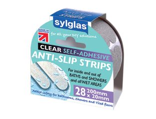 Sylglas Anti-Slip Strips 200 x 20mm Clear (Pack 28) SYLASSCL