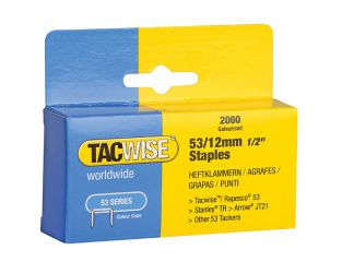 Tacwise 53 Light-Duty Staples 12mm (Type JT21  A) Pack 2000 TAC0337