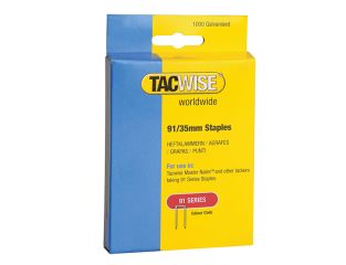 Tacwise 91 Narrow Crown Staples 35mm - Electric Tackers Pack 1000 TAC0746