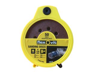 Flexovit Hook & Loop Sanding Disc 125mm Assorted (Dispenser 50) FLV747046