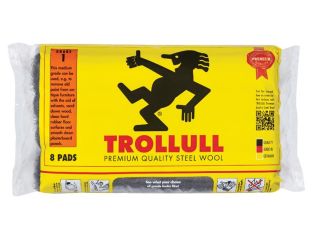 Trollull Extra Large Steel Wool Pads Grade 1 (Pack 8) TRO771214