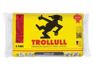Trollull Extra Large Steel Wool Pads Grade 3 (Pack 8) TRO771234