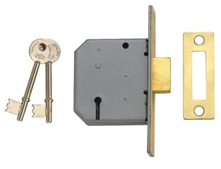 UNION 2177 3 Lever Mortice Deadlock Polished Brass 77.5mm 3in Visi UNNY2177PL30